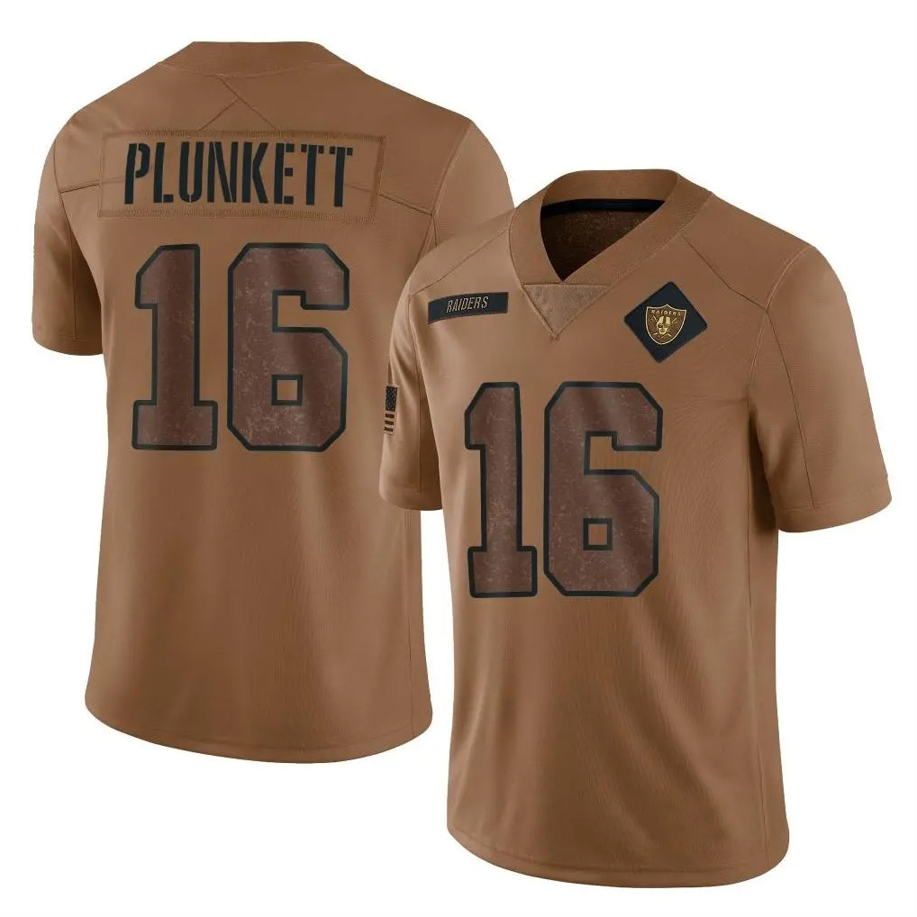 LV.Raiders #16 Jim Plunkett Player Brown Salute To Service Limited Football Jerseys
