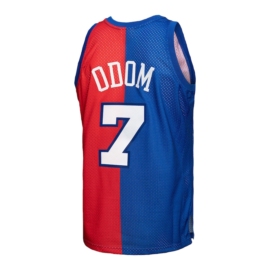 LA.Clippers #7 Lamar Odom Hardwood Classics 2000-01 Split Swingman Jersey Royal Red Stitched American Basketball Jersey