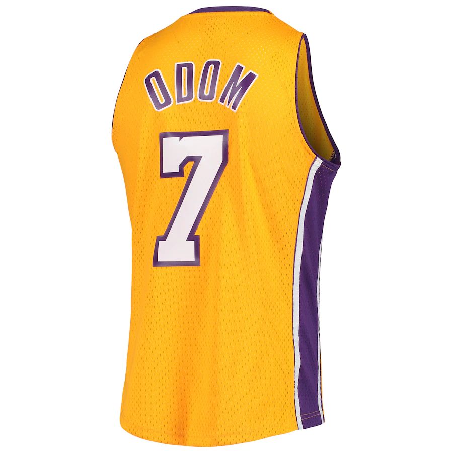 LA.Lakers #7 Lamar Odom Hardwood Classics Swingman Jersey Gold Stitched American Basketball Jersey