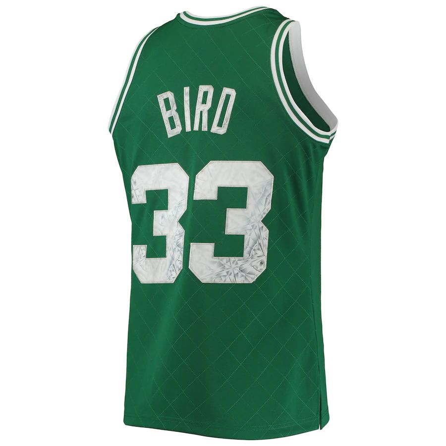 B.Celtics #33 Larry Bird 1996-97 Hardwood Classics 75th Anniversary Diamond Swingman Jersey Kelly Green Stitched American Basketball Jersey