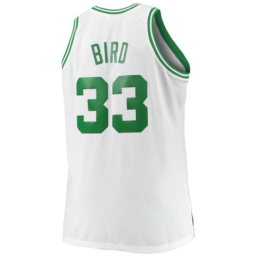B.Celtics #33 Larry Bird Big & Tall 1985-86 Hardwood Classics Swingman Jersey White Stitched American Basketball Jersey
