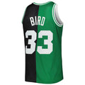B.Celtics #33 Larry Bird Hardwood Classics 1985-86 Split Swingman Jersey Black Kelly Green Stitched American Basketball Jersey