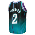 C.Hornets #2 Larry Johnson 1992-93 Hardwood Classics Fadeaway Swingman Player Jersey Teal Black Stitched American Basketball Jersey