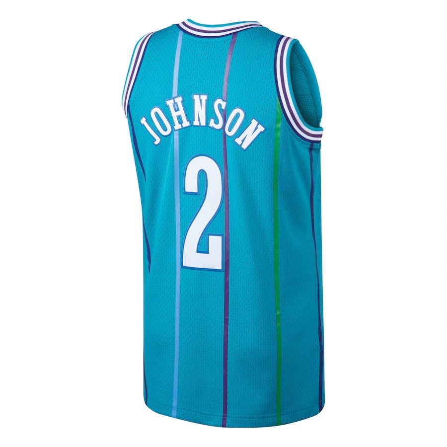 C.Hornets #2 Larry Johnson 1992-93 Hardwood Classics Swingman JerseyTeal Stitched American Basketball Jersey