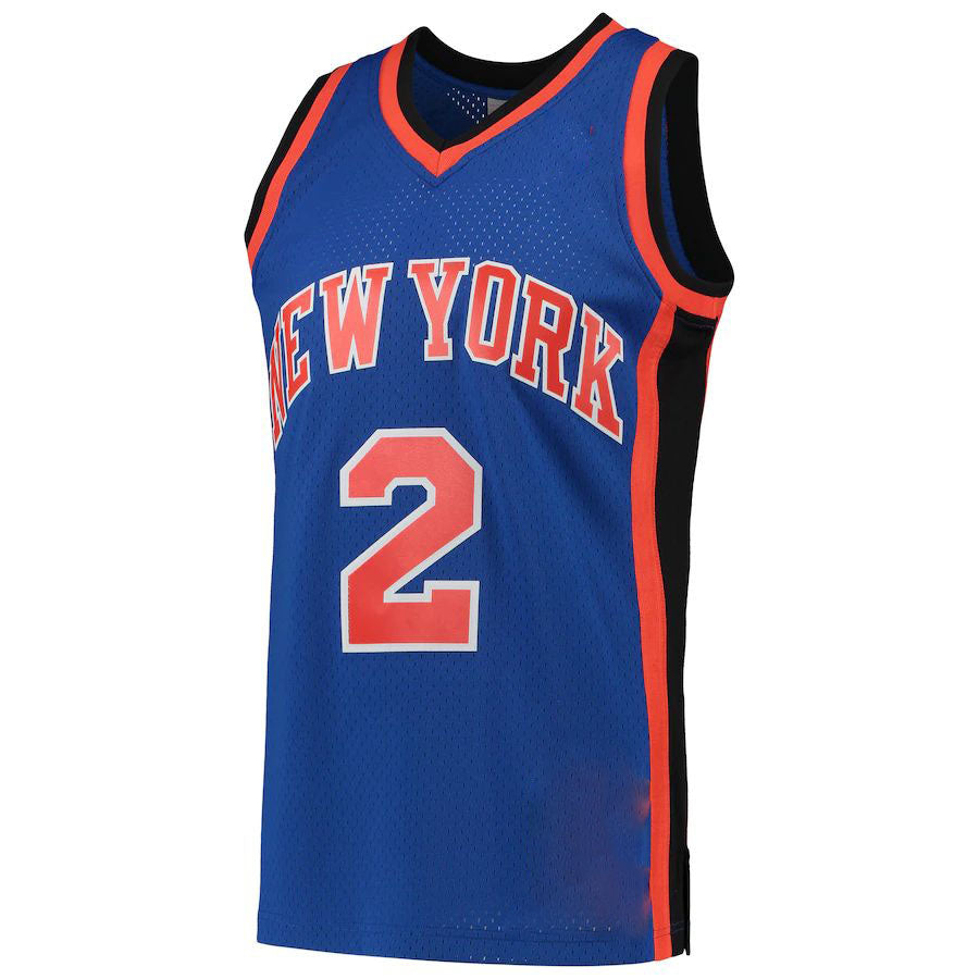 NY.Knicks #2 Larry Johnson Hardwood Classics 1998-99 Swingman Jersey Blue Stitched American Basketball Jersey