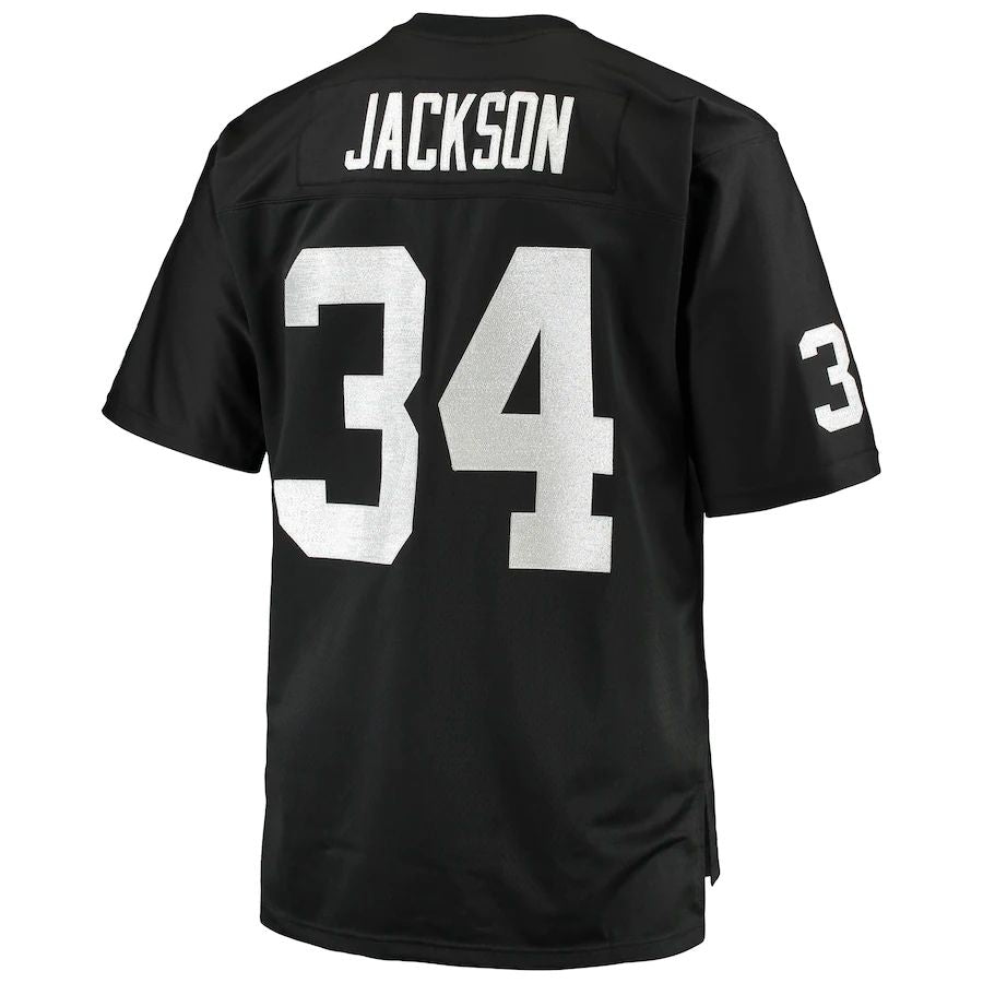 L.Raiders #34 Bo Jackson Black Big & Tall 1988 Retired Player Replica Jersey Stitched American Football Jerseys