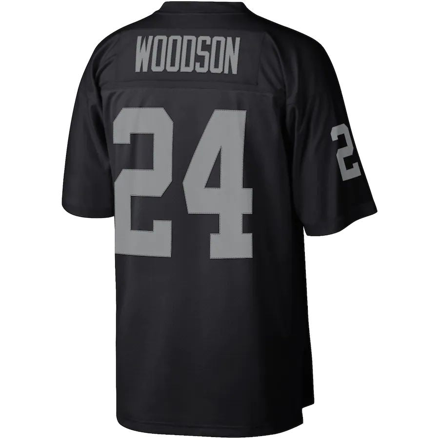 L.Raiders #24 Charles Woodson Black Legacy Replica Jersey Stitched American Football Jerseys