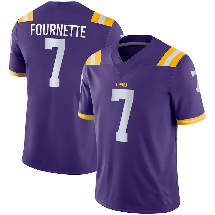 L.Tigers #7 Leonard Fournette Game Jersey Purple Football Jersey Stitched American College Jerseys