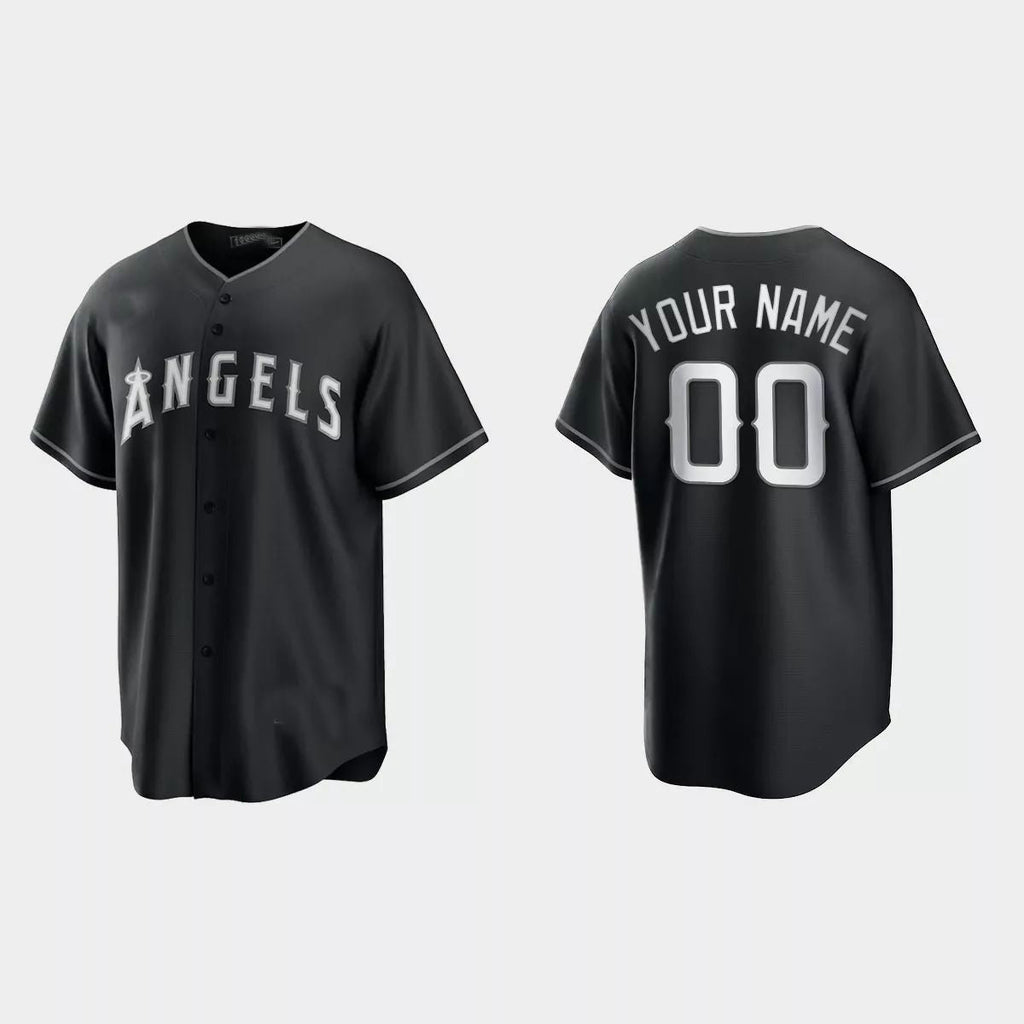 Custom Los Angeles Angels 2021 All Black Fashion Replica JerseyC Black White Stitched Baseball Jerseys