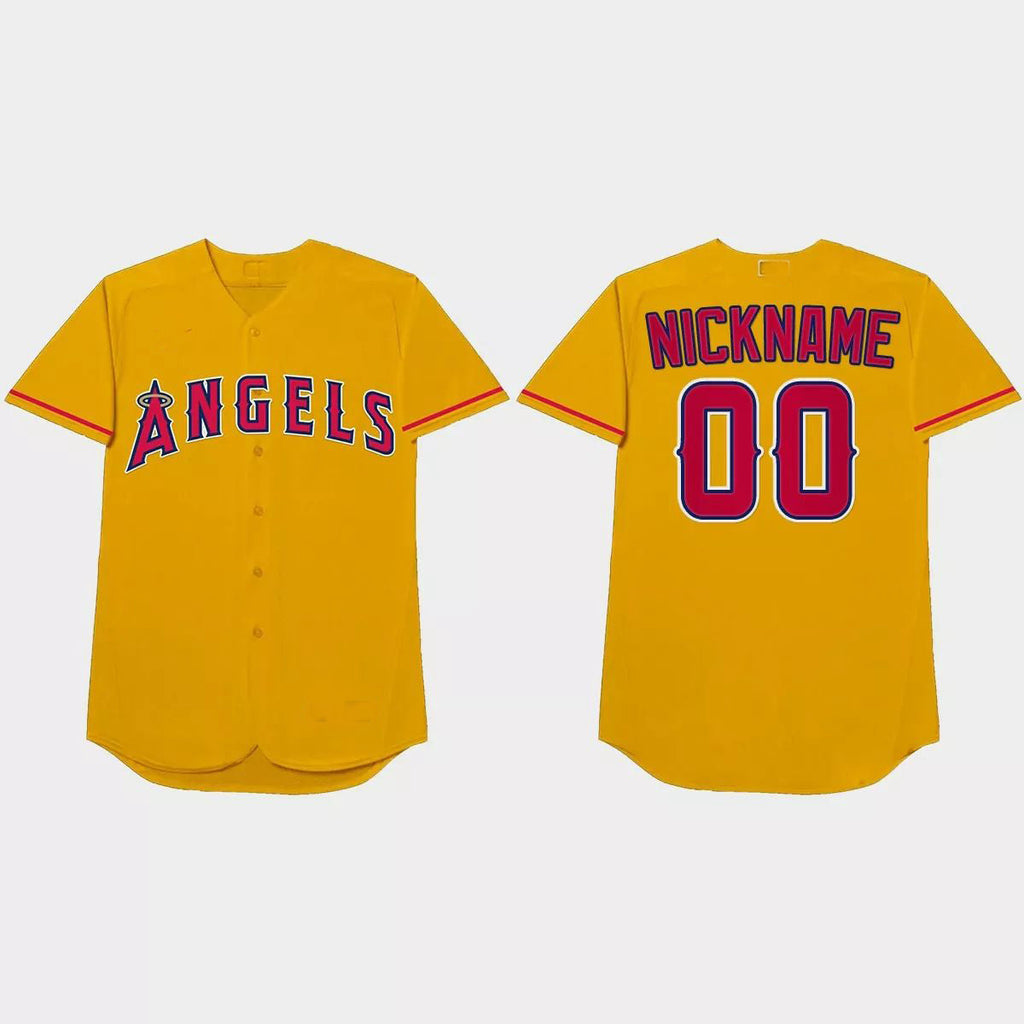 Custom Los Angeles Angels 2021 Players Weekend Nickname JerseyC Gold Stitched Baseball Jerseys