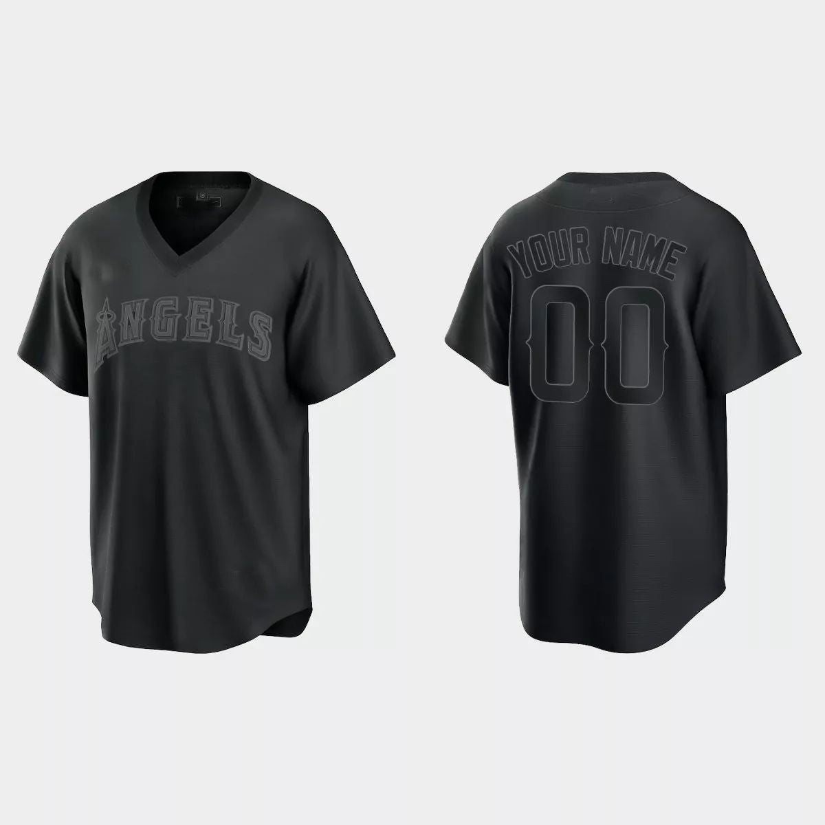 Custom Los Angeles Angels Pitch Black Fashion Replica JerseyC Black Stitched Baseball Jerseys