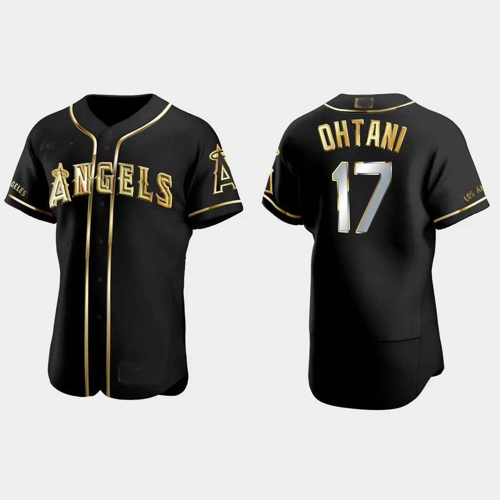Los Angeles Angels #17 Shohei Ohtani Gold Edition Authentic JerseyC Black Men Youth Women Baseball Jerseys