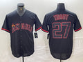 Los Angeles Angels #27 Mike Trout Lights Out Black Fashion Cool base Stitched Baseball Jerseys
