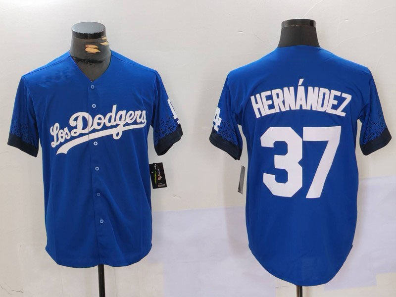 Los Angeles Dodgers #37 Teoscar Hernndez Blue Cool Base Stitched Baseball Jersey