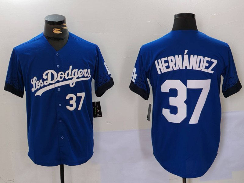 Los Angeles Dodgers #37 Teoscar Hernndez Blue Cool Base Stitched Baseball Jersey