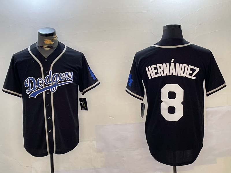 Los Angeles Dodgers #8 Enrique Hernndez Black Cool Base Stitched Baseball Jersey
