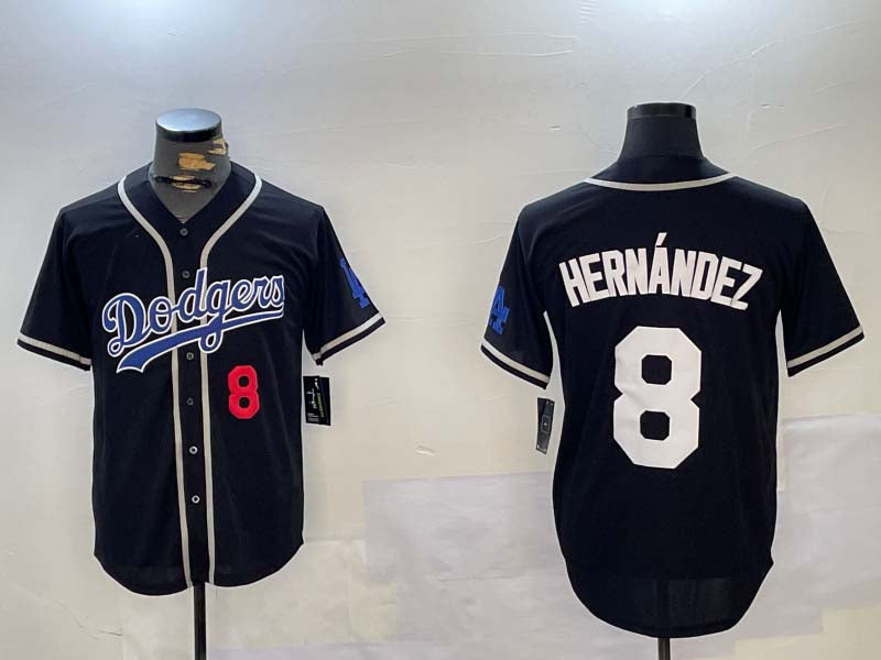 Los Angeles Dodgers #8 Enrique Hernndez Black Cool Base Stitched Baseball Jerseys