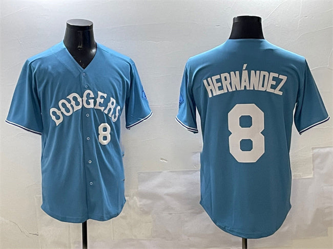 Los Angeles Dodgers #8 Enrique Hernndez Light Blue Limited Stitched Baseball Jersey