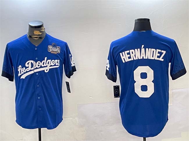 Los Angeles Dodgers #8 Enrique Hernndez Royal 2024 World Series City Connect Cool Base Stitched Baseball Jersey