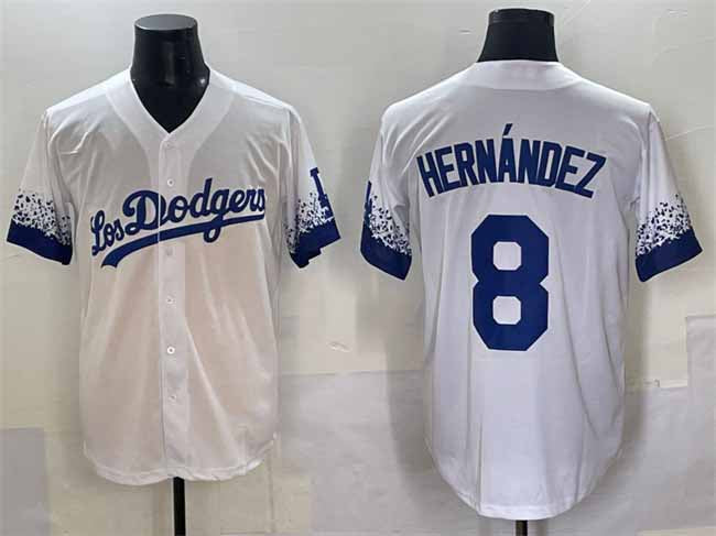 Los Angeles Dodgers #8 Enrique Hernndez White City Connect Cool Base Stitched Baseball Jersey