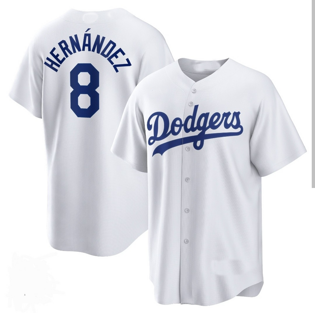 Los Angeles Dodgers #8 Enrique Hernndez White Cool Base Stitched Baseball Jersey