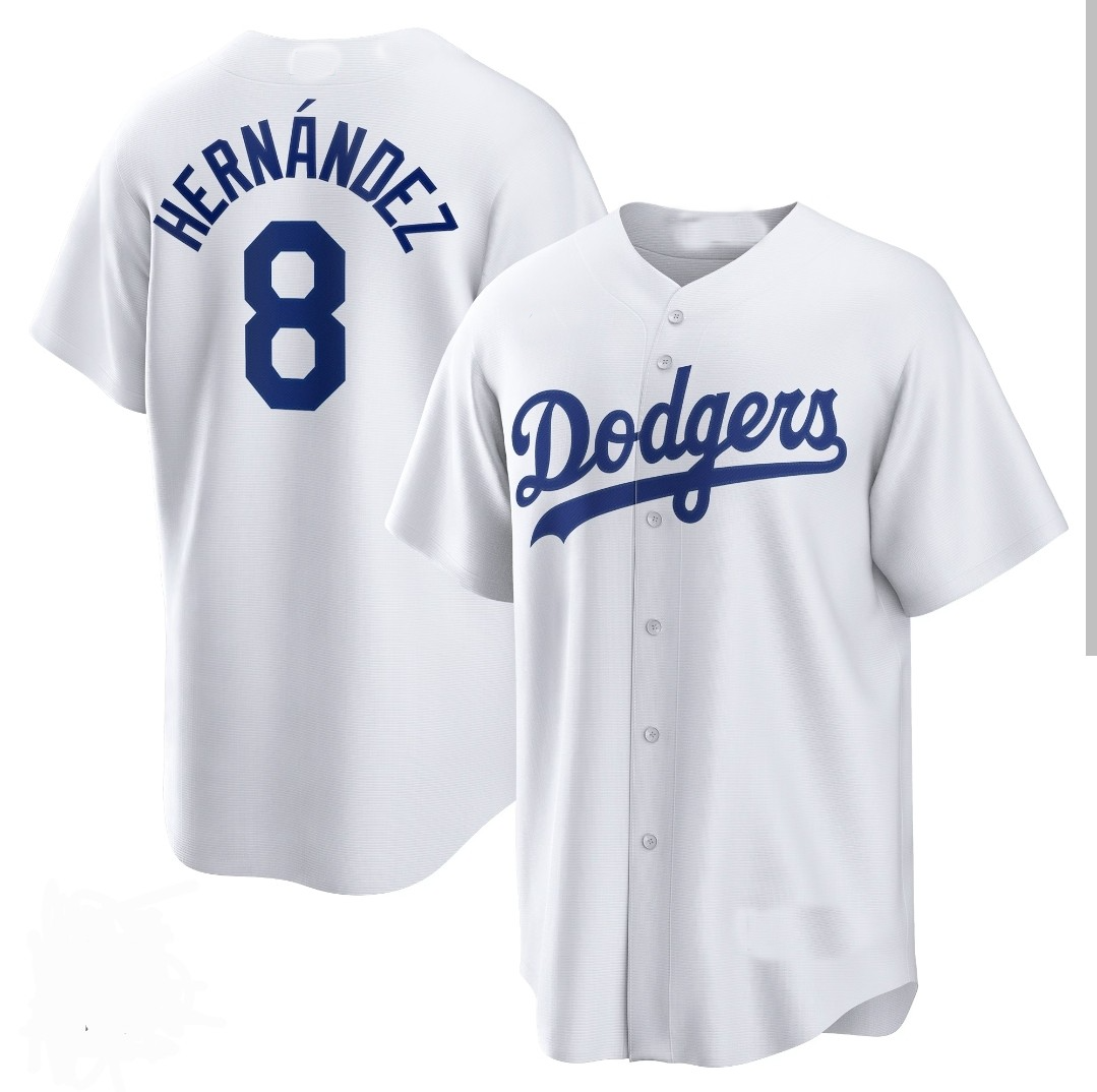 Los Angeles Dodgers #8 Enrique Hernndez White Cool Base Stitched Baseball Jersey