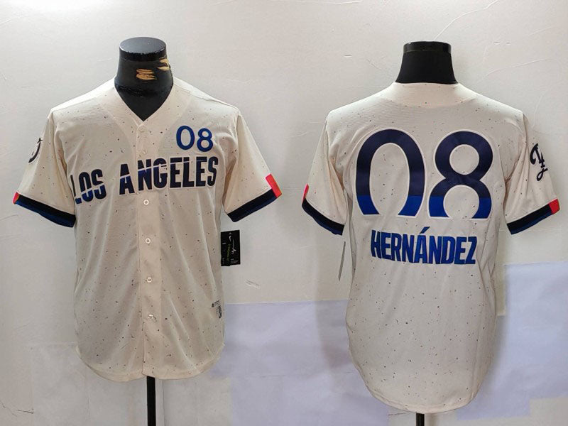 Los Angeles Dodgers #8 Kik Hernndez Cream 2024 City Connect Limited Stitched Baseball Jersey