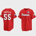 #55 Luis Castillo Panama Baseball 2023 World Baseball Classic Jersey C Red Stitches Baseball Jerseys