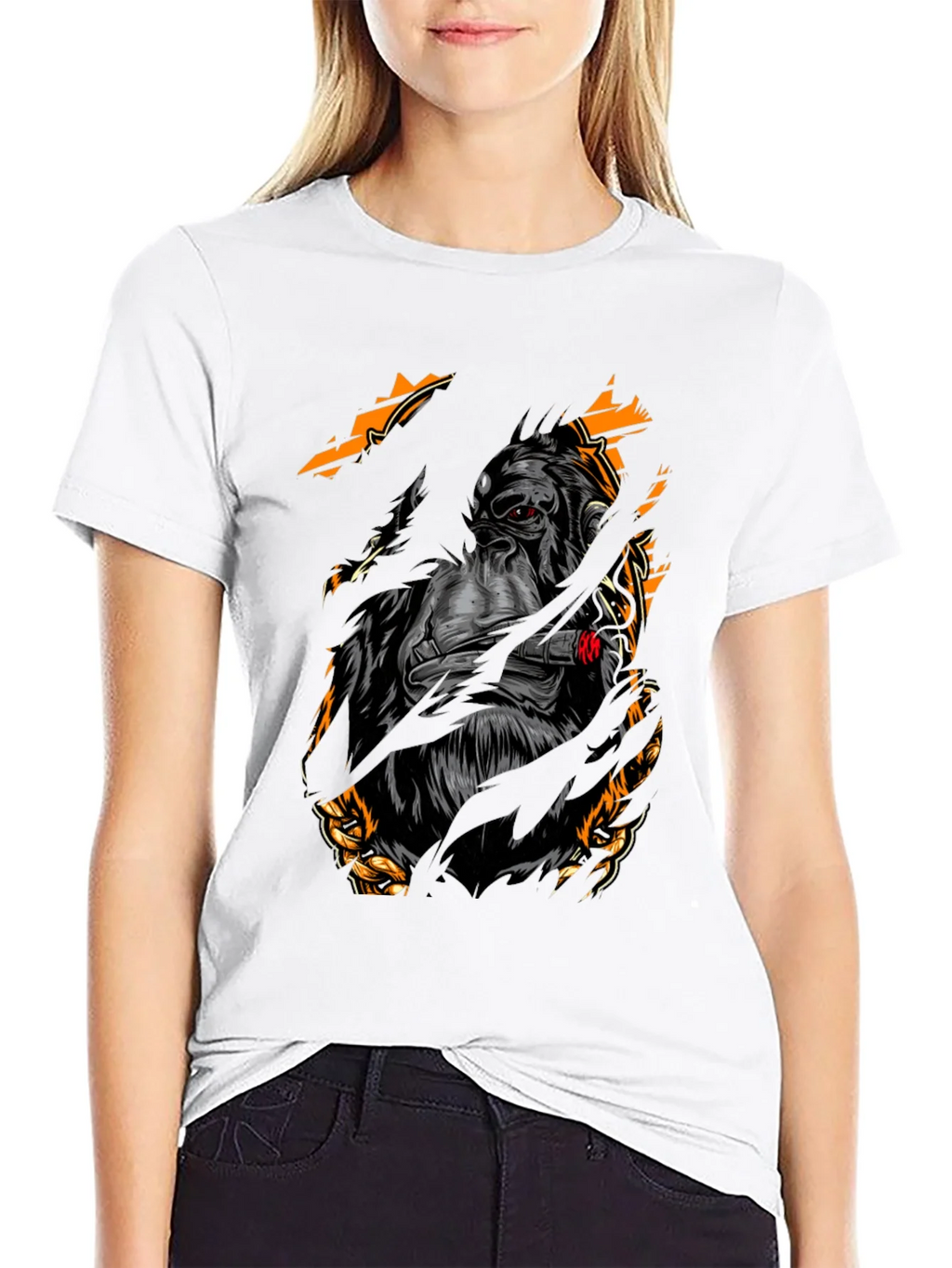 Black Graphic Tee: Gorilla Boss Design