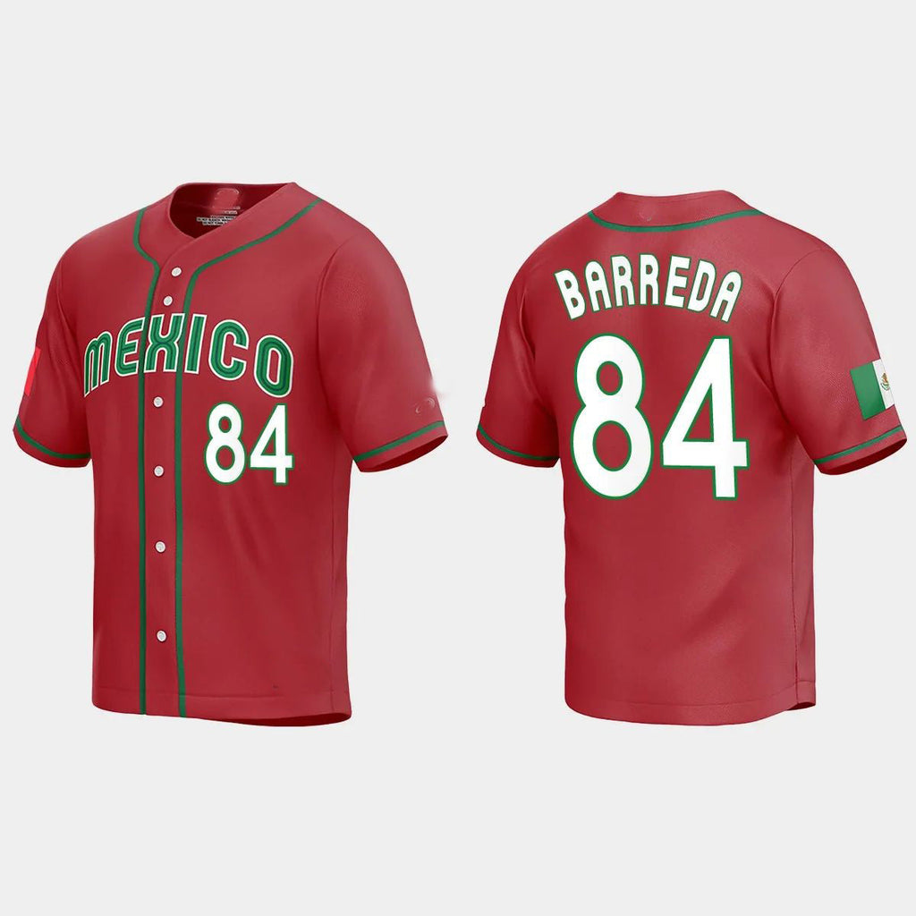 #84 MANNY BARREDA MEXICO BASEBALL 2023 WORLD BASEBALL CLASSIC REPLICA JERSEYC RED Stitches Baseball Jerseys