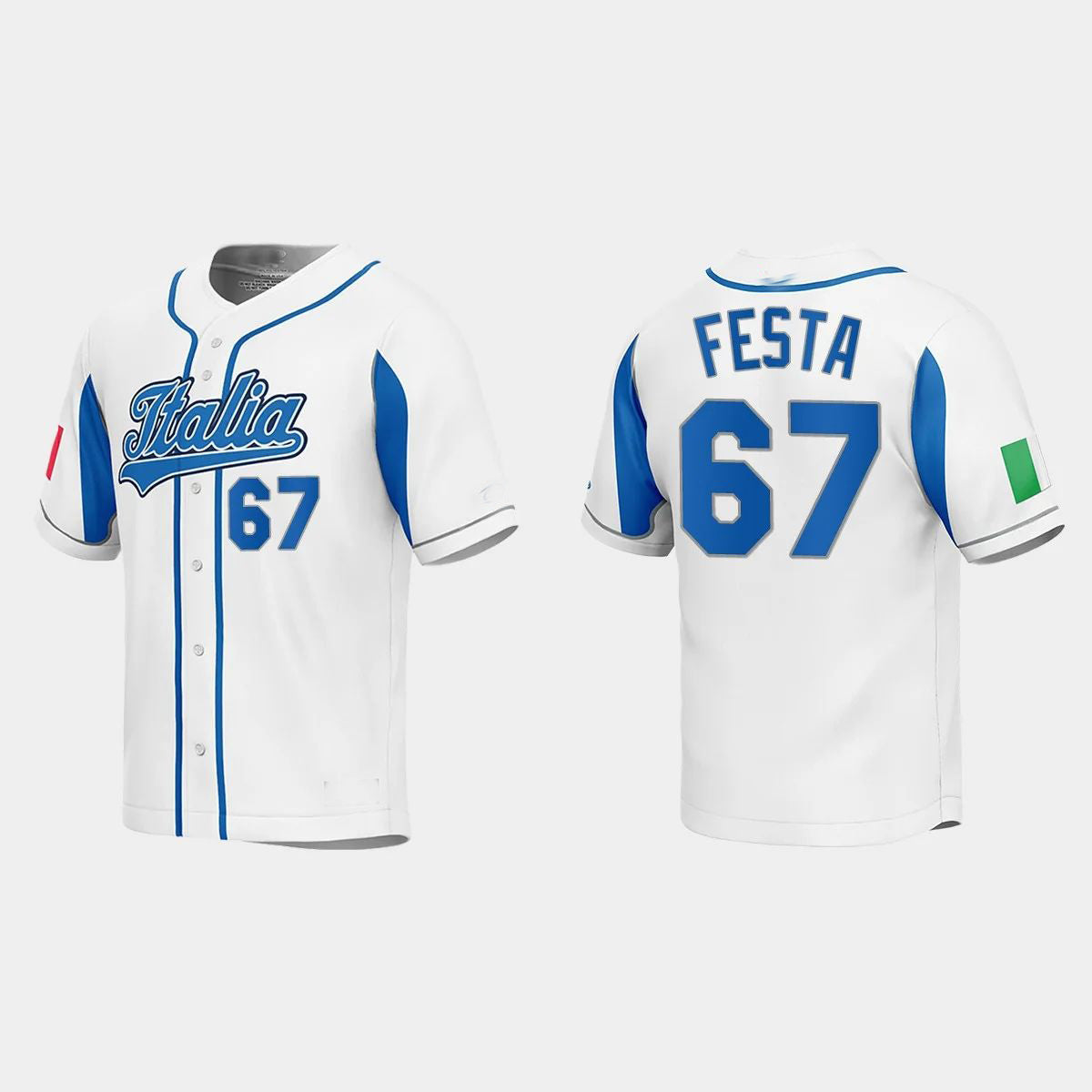 #67 MATT FESTA ITALY BASEBALL 2023 WORLD BASEBALL CLASSIC JERSEYC WHITE Stitches Baseball Jerseys
