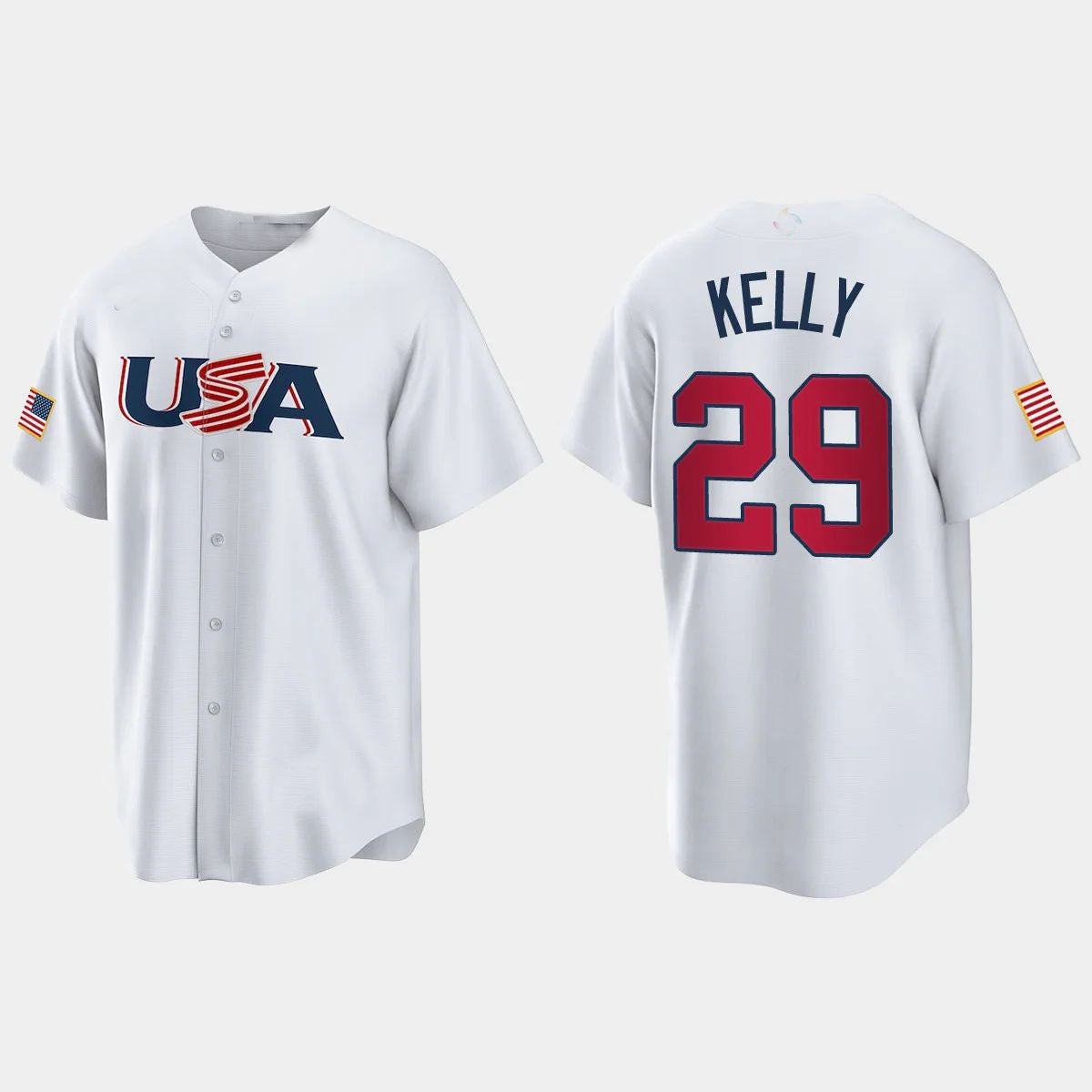 #29 MERRILL KELLY ARIZONA DIAMONDBACKS 2023 WORLD BASEBALL CLASSIC USA REPLICA JERSEYC WHITE Stitches Baseball Jerseys