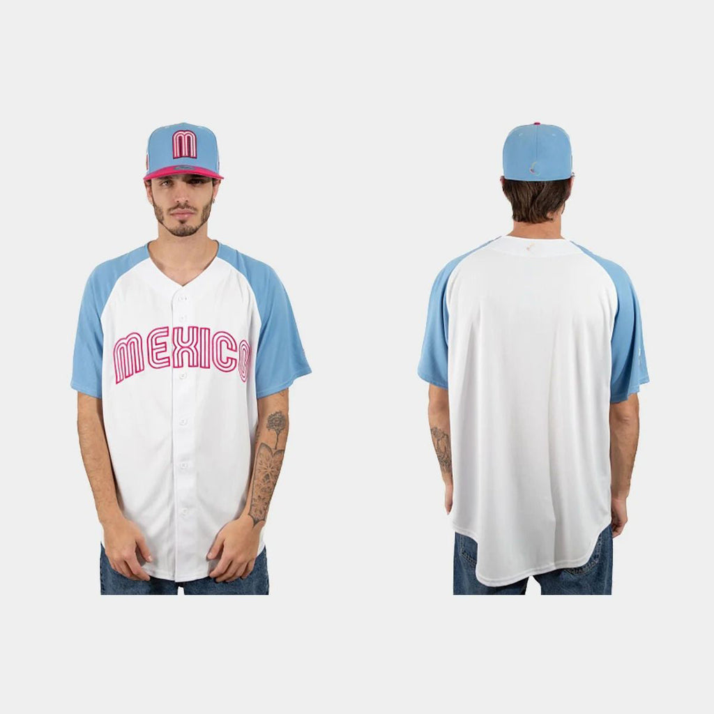 MEXICO BASEBALL 2023 WORLD BASEBALL CLASSIC JERSEYC WHITE BLUE Stitches Baseball Jerseys