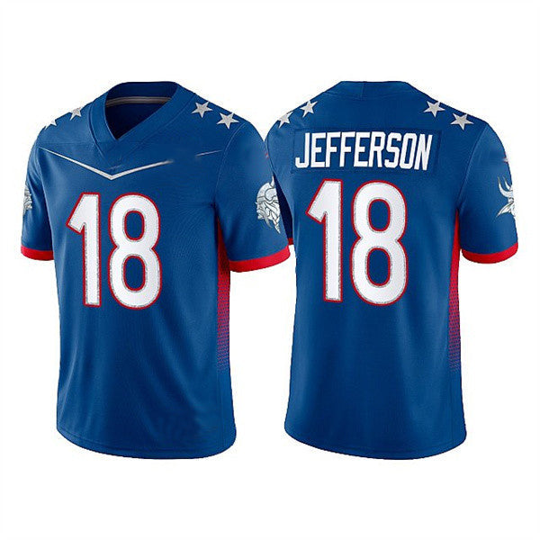 MN.Vikings #18 Justin Jefferson 2022 Royal Pro Bowl Stitched Jersey American Football Jerseys