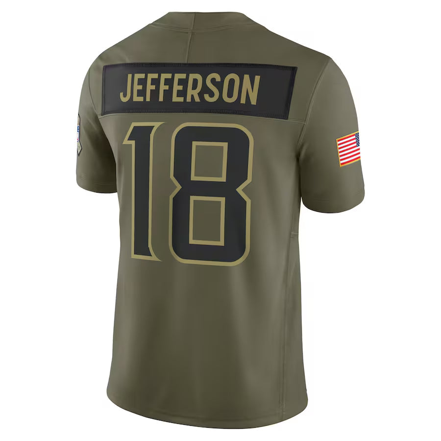 MN.Vikings #18 Justin Jefferson Player Olive Salute to Service Limited Football Jerseys