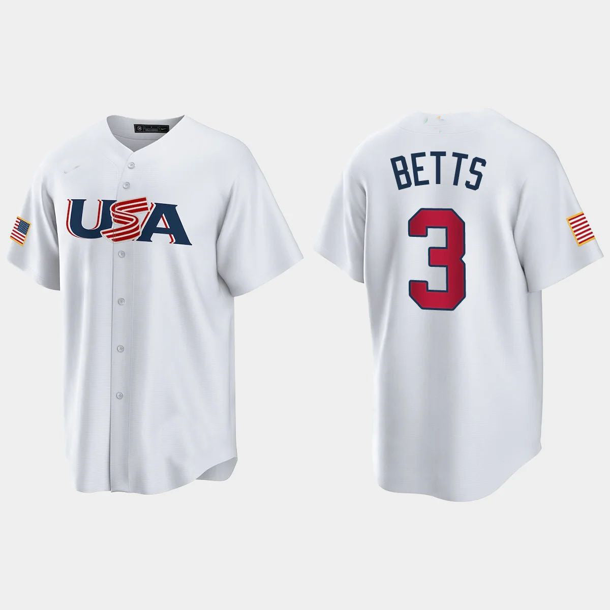 #3 MOOKIE BETTS LOS ANGELES DODGERS 2023 WORLD BASEBALL CLASSIC USA REPLICA JERSEYC WHITE Stitches Baseball Jerseys