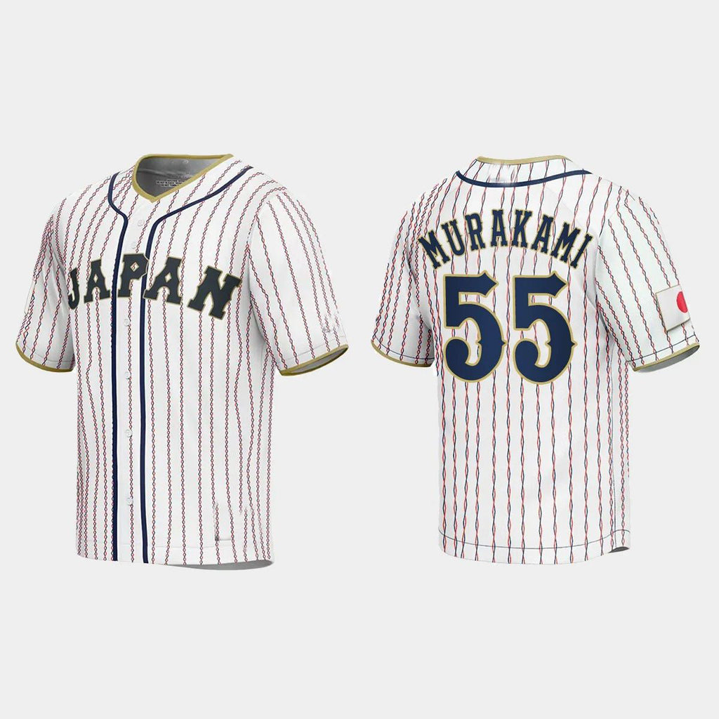#55 MUNETAKA MURAKAMI JAPAN BASEBALL 2023 WORLD BASEBALL CLASSIC JERSEYC WHITE Stitches Baseball Jerseys
