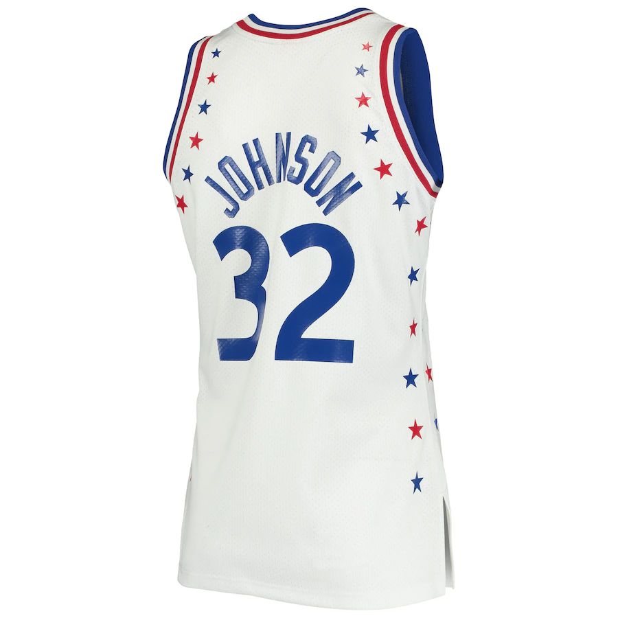 LA.Lakers #32 Magic Johnson 1983 All-Star Game Hardwood Classics Authentic Jersey White Stitched American Basketball Jersey