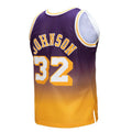 LA.Lakers #32 Magic Johnson 1984-85 Hardwood Classics Fadeaway Swingman Player Jersey Gold Purple Stitched American Basketball Jersey