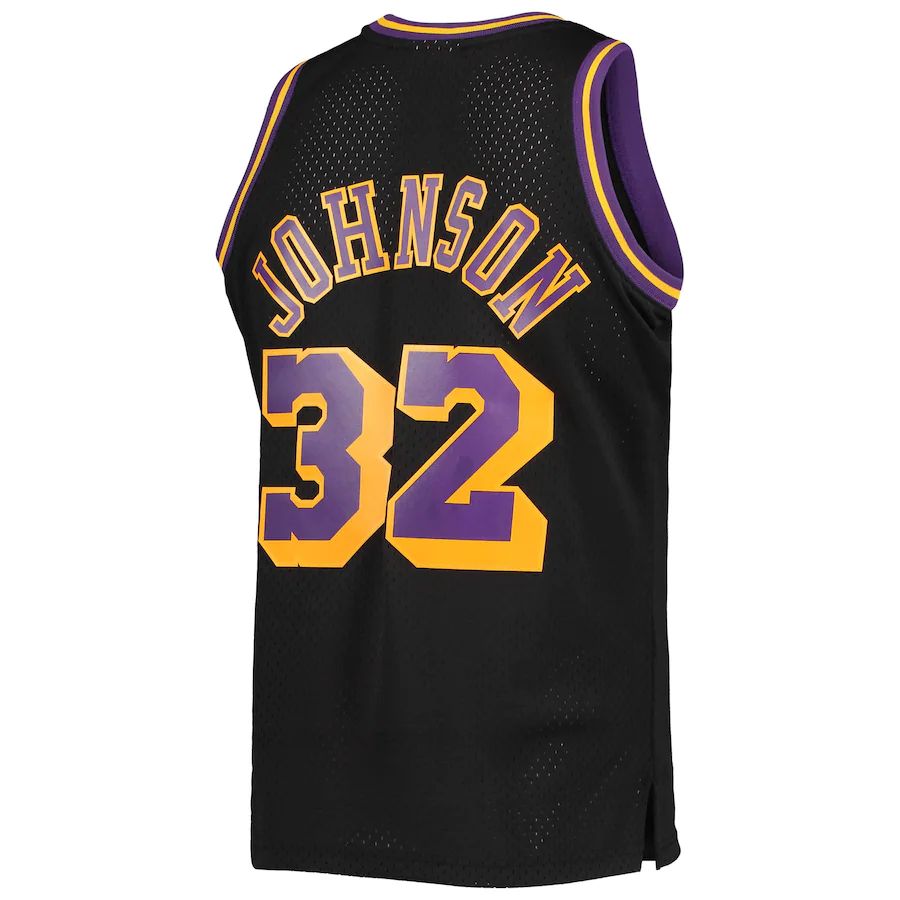 LA.Lakers #32 Magic Johnson 1984-85 Hardwood Classics Reload 2.0 Throwback Swingman Jersey Black Stitched American Basketball Jersey