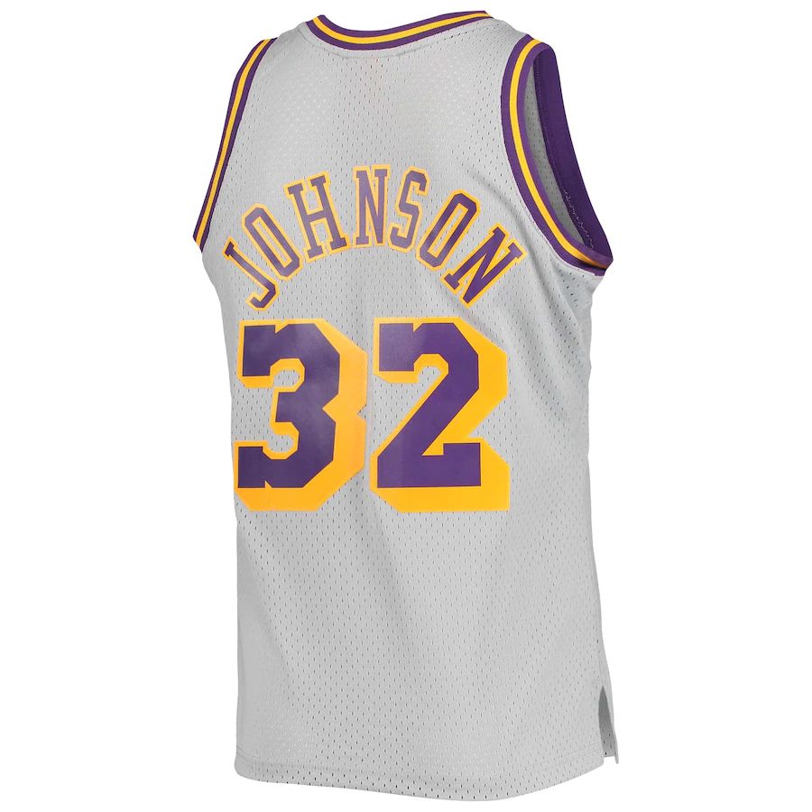 LA.Lakers #32 Magic Johnson 1984-85 Hardwood Classics Reload 2.0 Throwback Swingman Jersey Gray Stitched American Basketball Jersey