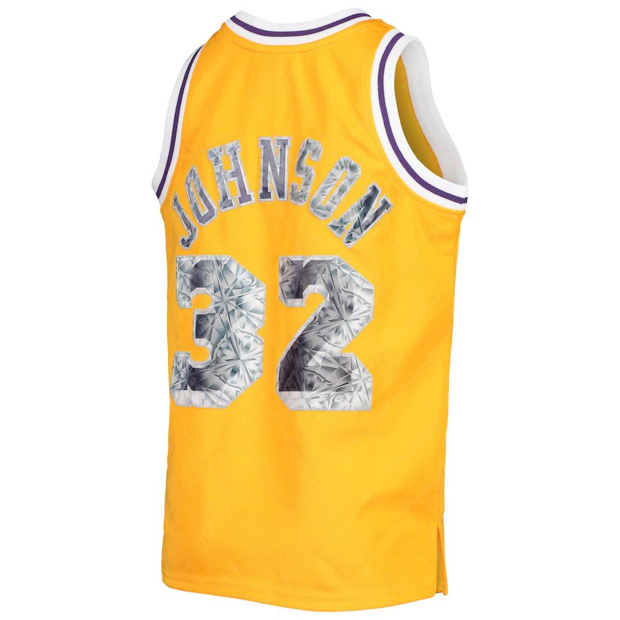 LA.Lakers #32 Magic Johnson Hardwood Classics 75th Anniversary Diamond Jersey Gold Stitched American Basketball Jersey