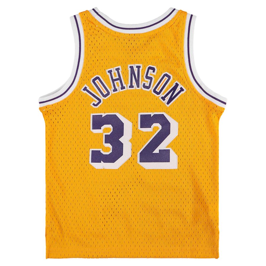 LA.Lakers #32 Magic Johnson Preschool 1984-1985 Hardwood Classics Throwback Team Jersey Gold Stitched American Basketball Jersey