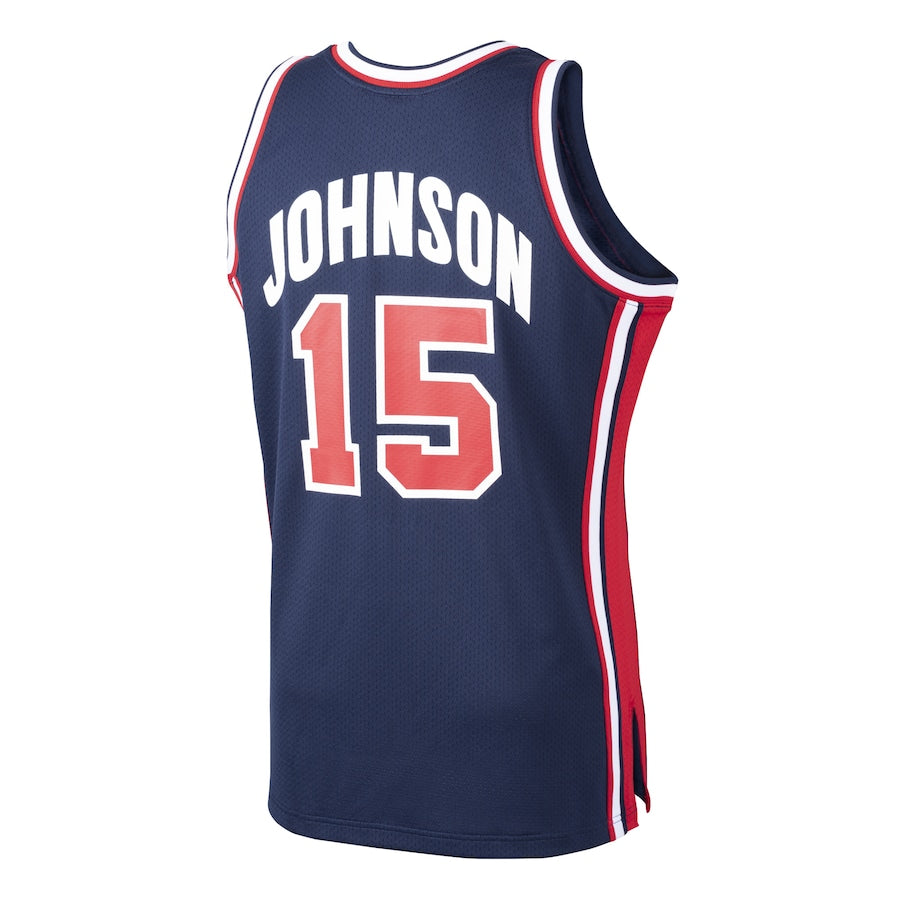 LA.Lakers #15 Magic Johnson Basketball Home 1992 Dream Team Authentic Jersey Navy Stitched American Basketball Jersey