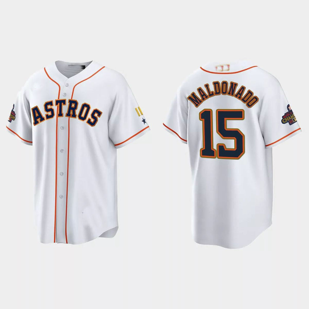 #15 Martin Maldonado Houston Astros 2023 Gold Program JerseyC White Stitches Baseball Jerseys