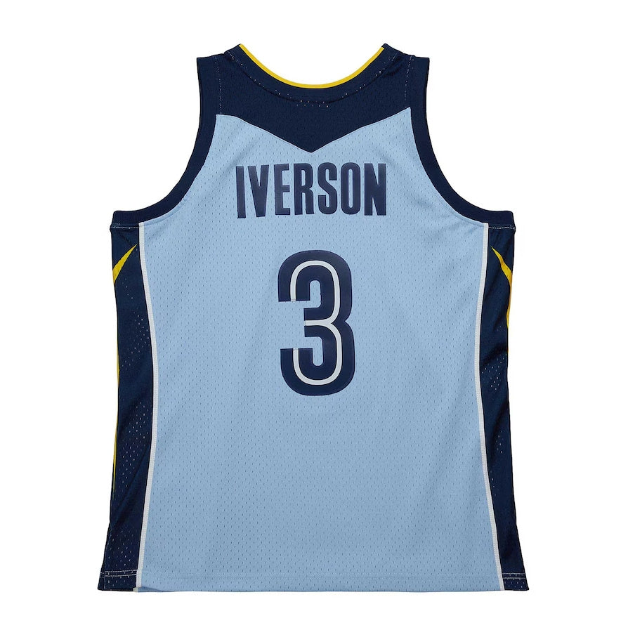 M.Grizzlies #3 Allen Iverson 2009-10 Hardwood Classics Swingman Jersey - Light Blue Stitched American Basketball Jersey