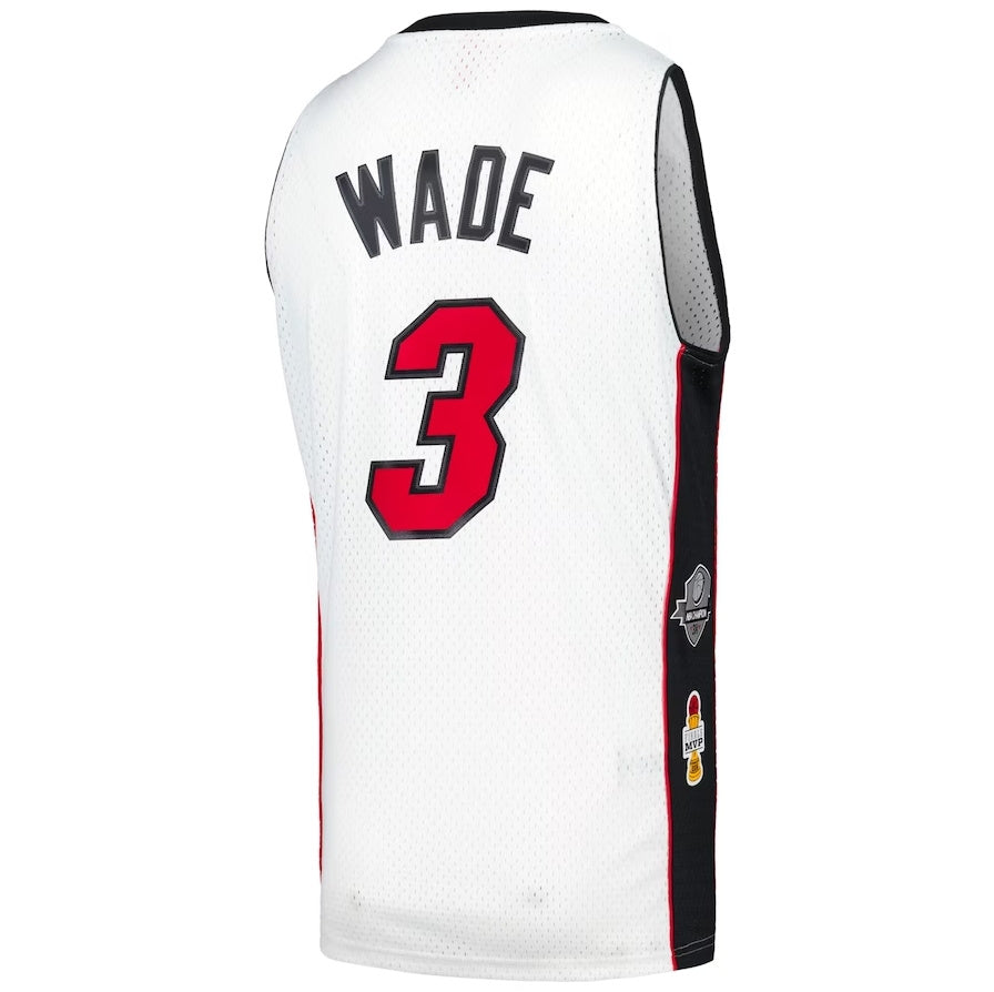 M.Heat #3 Dwyane Wade Unisex Hall of Fame Class of 2023 Throwback Swingman Jersey - White Stitched American Basketball Jersey