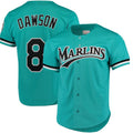 Miami Marlins #8 Andre Dawson Cooperstown Collection Mesh Batting Practice Button-Up Jersey - Teal Stitched Baseball Jersey