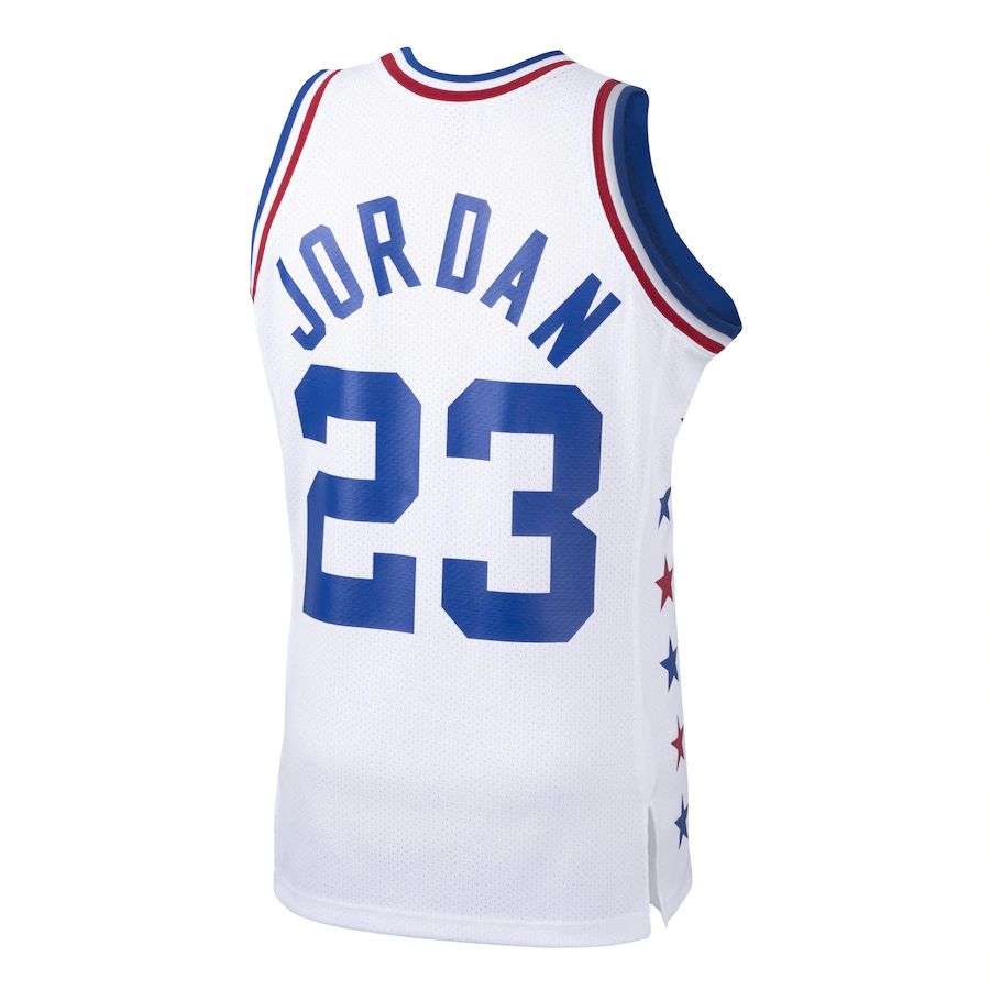E.Conference #23 Michael Jordan 1985 All-Star Game Authentic Jersey  White Stitched American Basketball Jersey