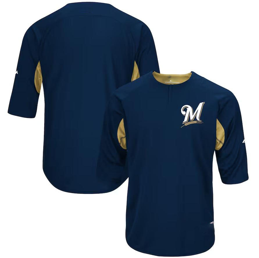 Milwaukee Brewers Navy Gold  Authentic Collection On-Field Batting Practice Jersey Baseball Jerseys